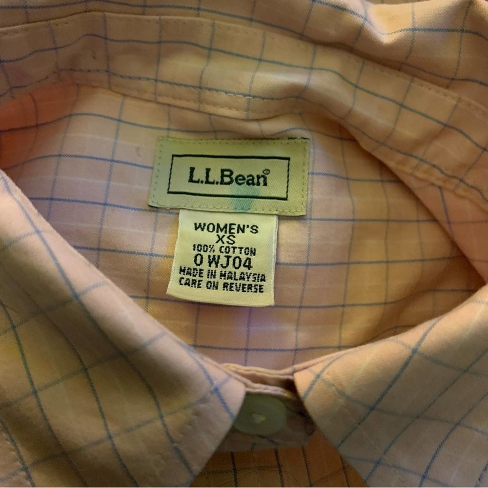 L.L. Bean Button down checkered blouse - Picture 5 of 6